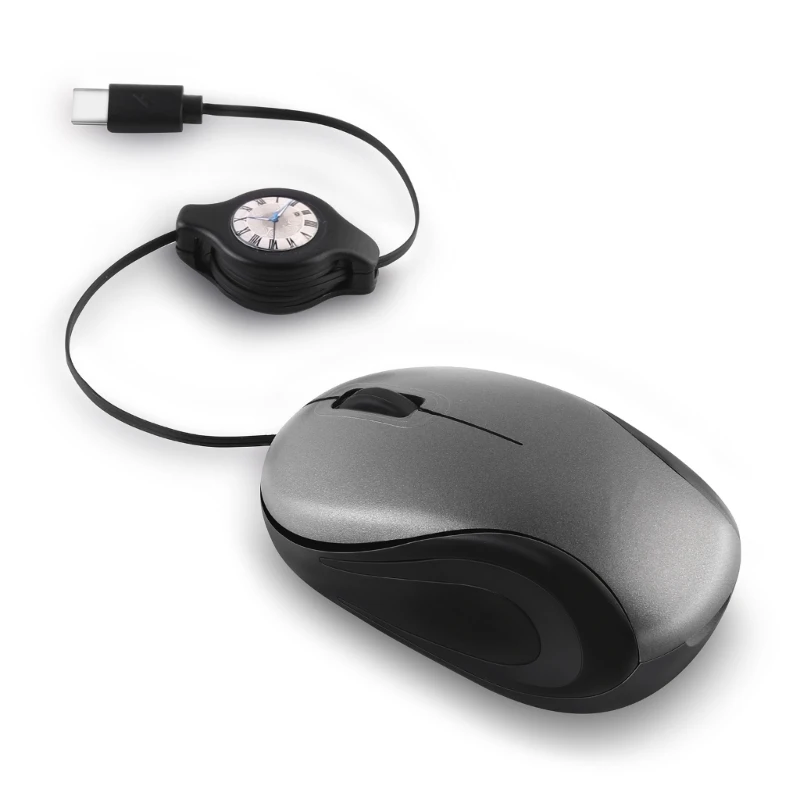 896F Stylishs USB Mice Gamings Mice 1000DPI Precise Black Mice with Retractables Cable Great for Work and Study Office