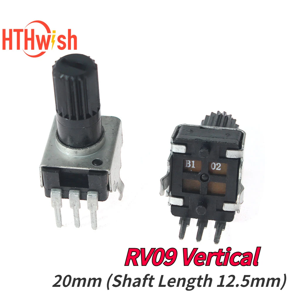 

20PCS RV09 Potentiometer Vertical 20mm (Shaft Length 12.5mm) 10K 50K 100K 5K 1K 2K Adjustable Resistor 3Pin