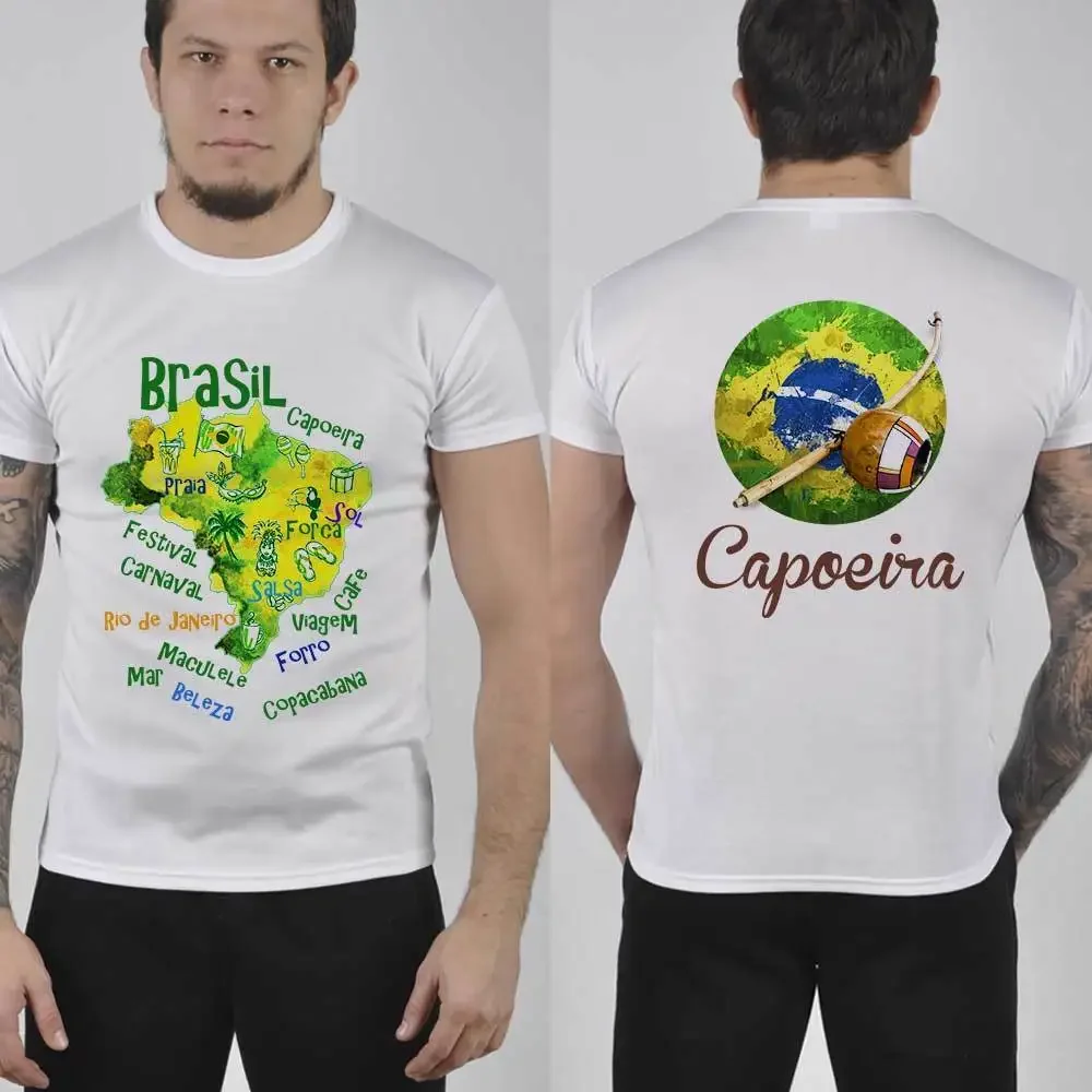

Модная романная бразильская футболка с прицелом капоэйра. Летняя хлопковая футболка унисекс с короткими рукавами и круглым вырезом, новинка S-3XL