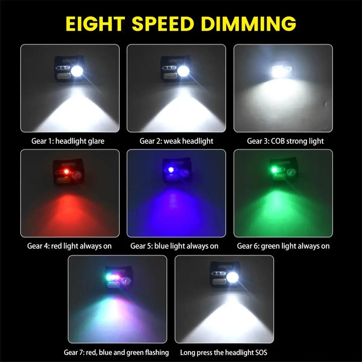 Red/green/white/uv 8 Modes Led Headlamp Headlights For Rechargeable Night Sensor Motion Flashlight Light Lantern Usb Work Strong