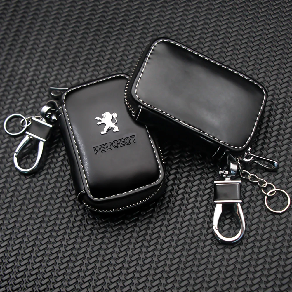 Leather Key Wallet Car Key Bag Multi Function Key Case For Peugeot 106 107 108 206 207 208 306 307 308 2008 3008 4008 5008 406