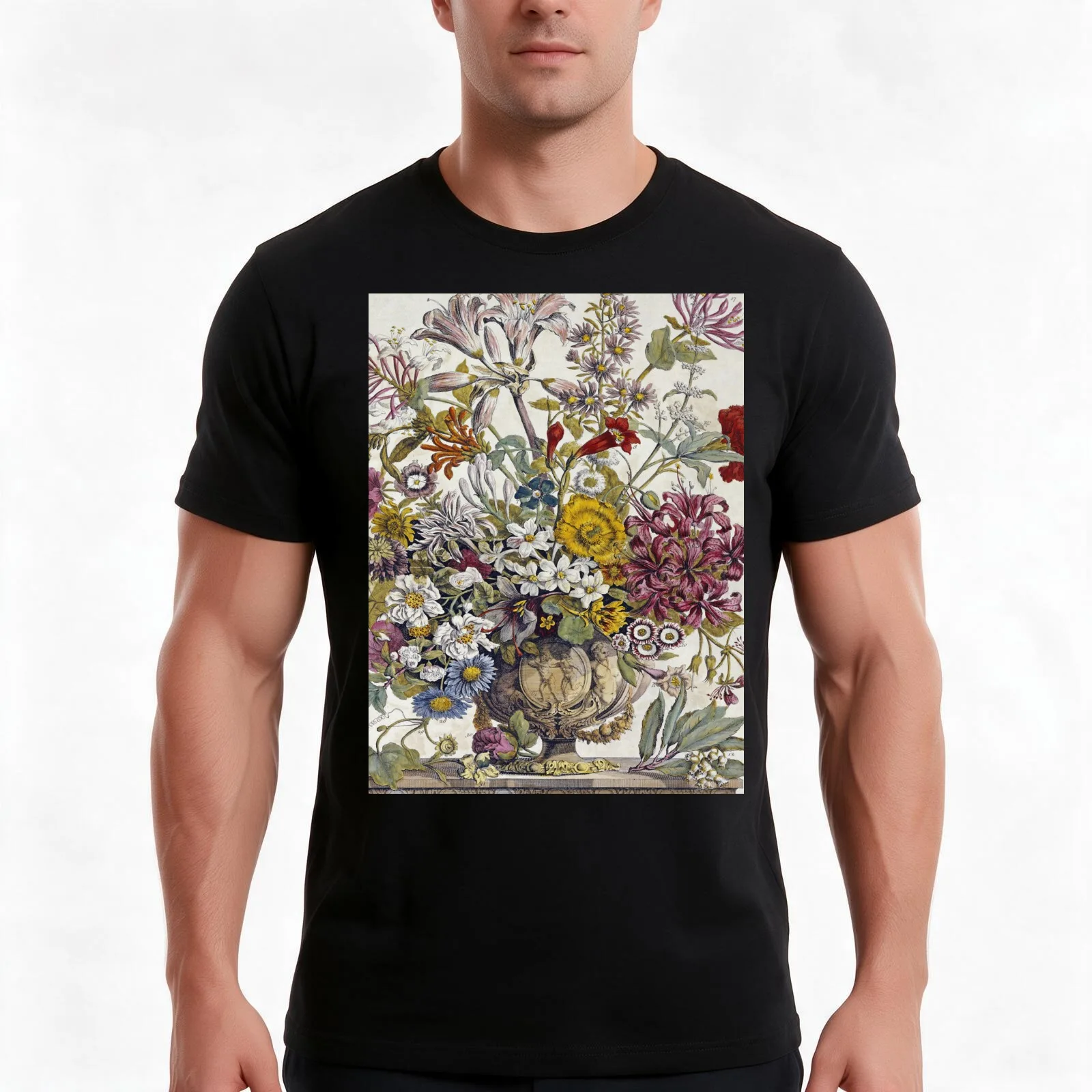 Robert Furber - Twelve Months Of Flowers T-Shirt, Summer Casual Cotton Tee, Oversized Streetwear Tops, Vintage Graphic Print