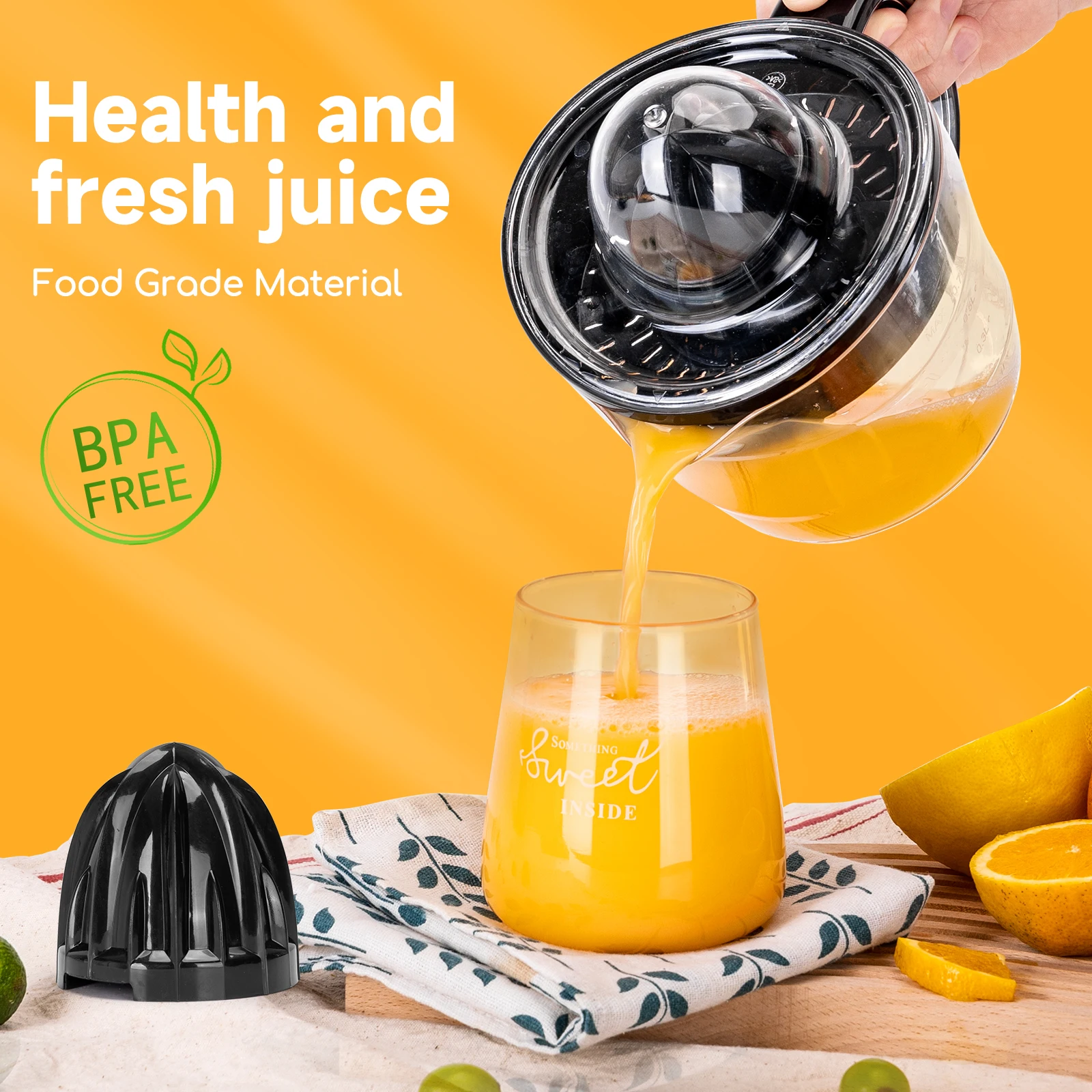 عصارة Aigostar Thomas Citrus الكهربائية السوداء 40W عصارة الفاكهة للعصير