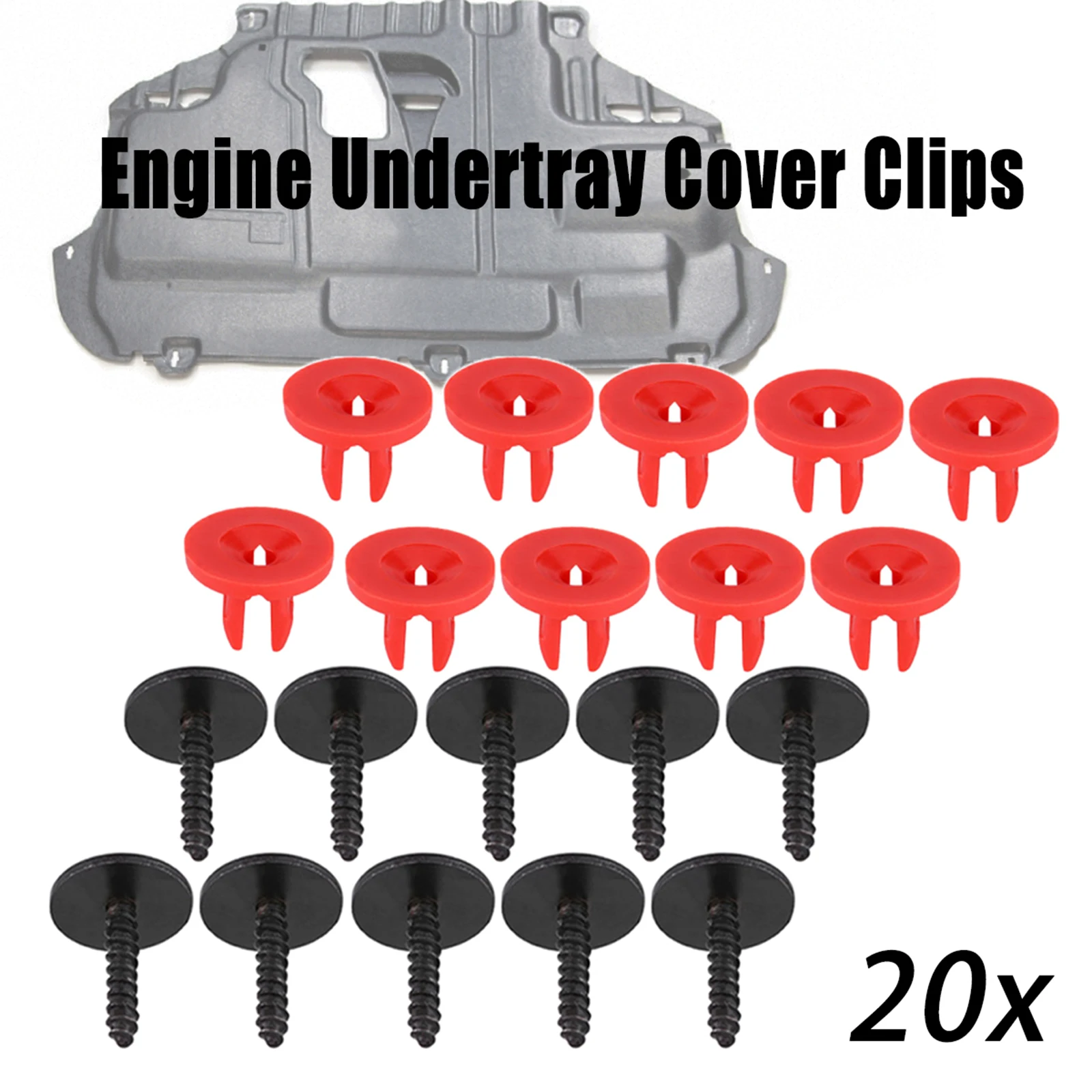 Clips de couverture de sous-plateau de moteur, vis de protection de bouclier de couverture astronomique, Ford Focus MK2, MK3, Mondeo MK3, MK4, C-Max, S-Max, Galaxy, 20 pièces