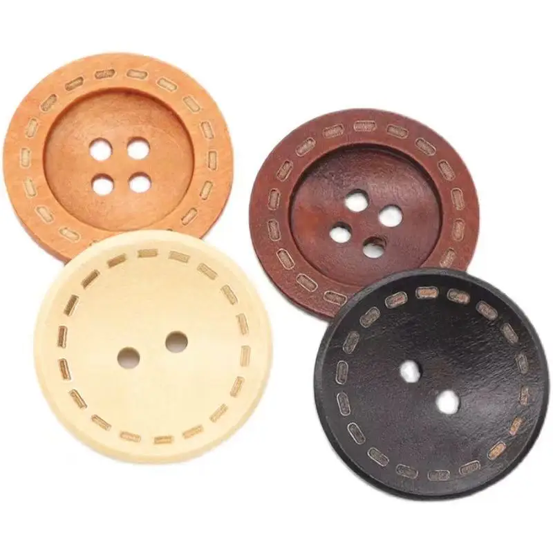 2 قطعة أزرار خشبية طبيعية ذات 4 فتحات DIY بها بنفسك الملابس اليدوية الخياطة اكسسوارات والحرف الزخرفية 10-25 مللي متر #3