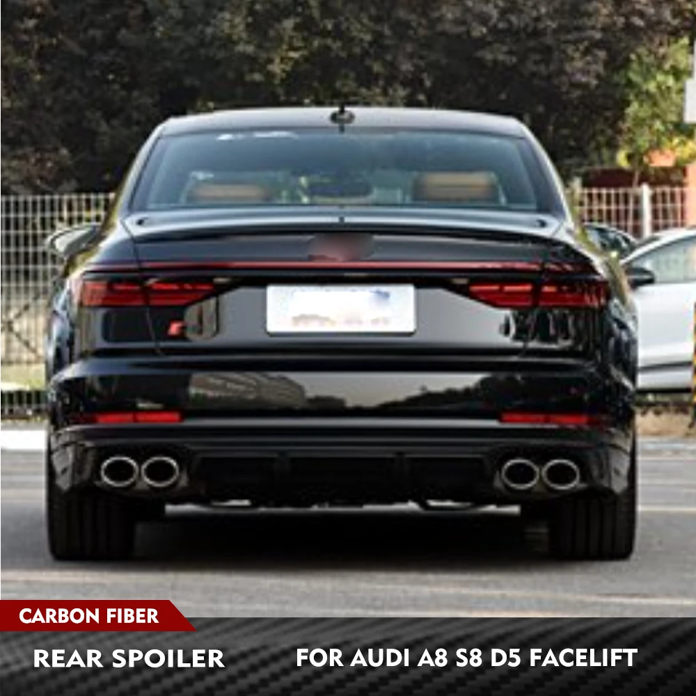 

Для Audi A8 S8 D5 Facelift 2021-2026: карбоновый спойлер на крышку багажника, гоночное антикрыло, накладка на багажник, элементы обвеса