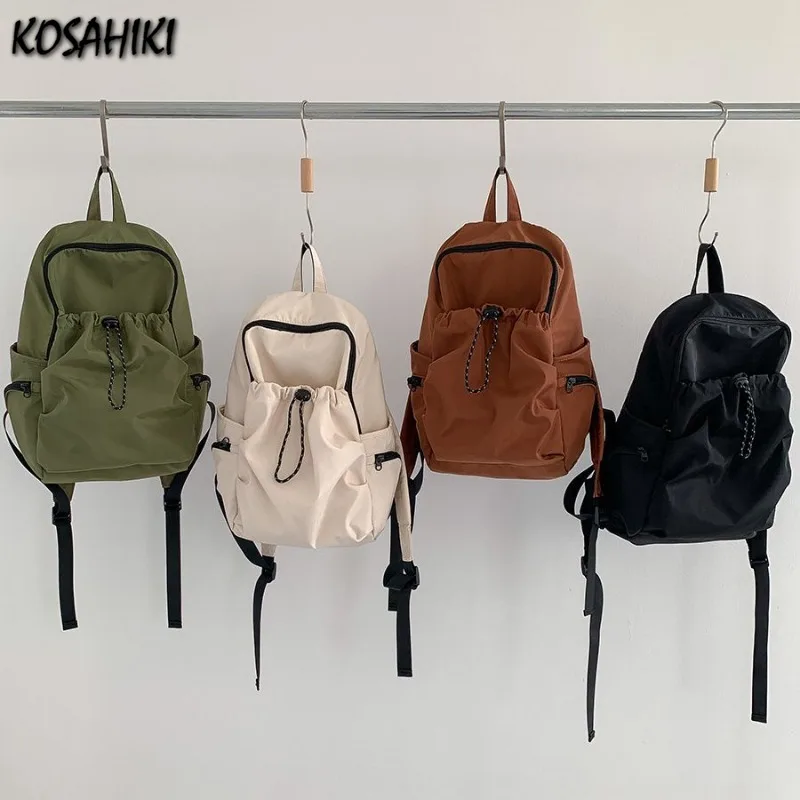 

College Students Y2k Aesthetic Vintage Backpacks High-capacity Simple Casual Women Backpack 2025 Nylon High-capacity Schoolbags