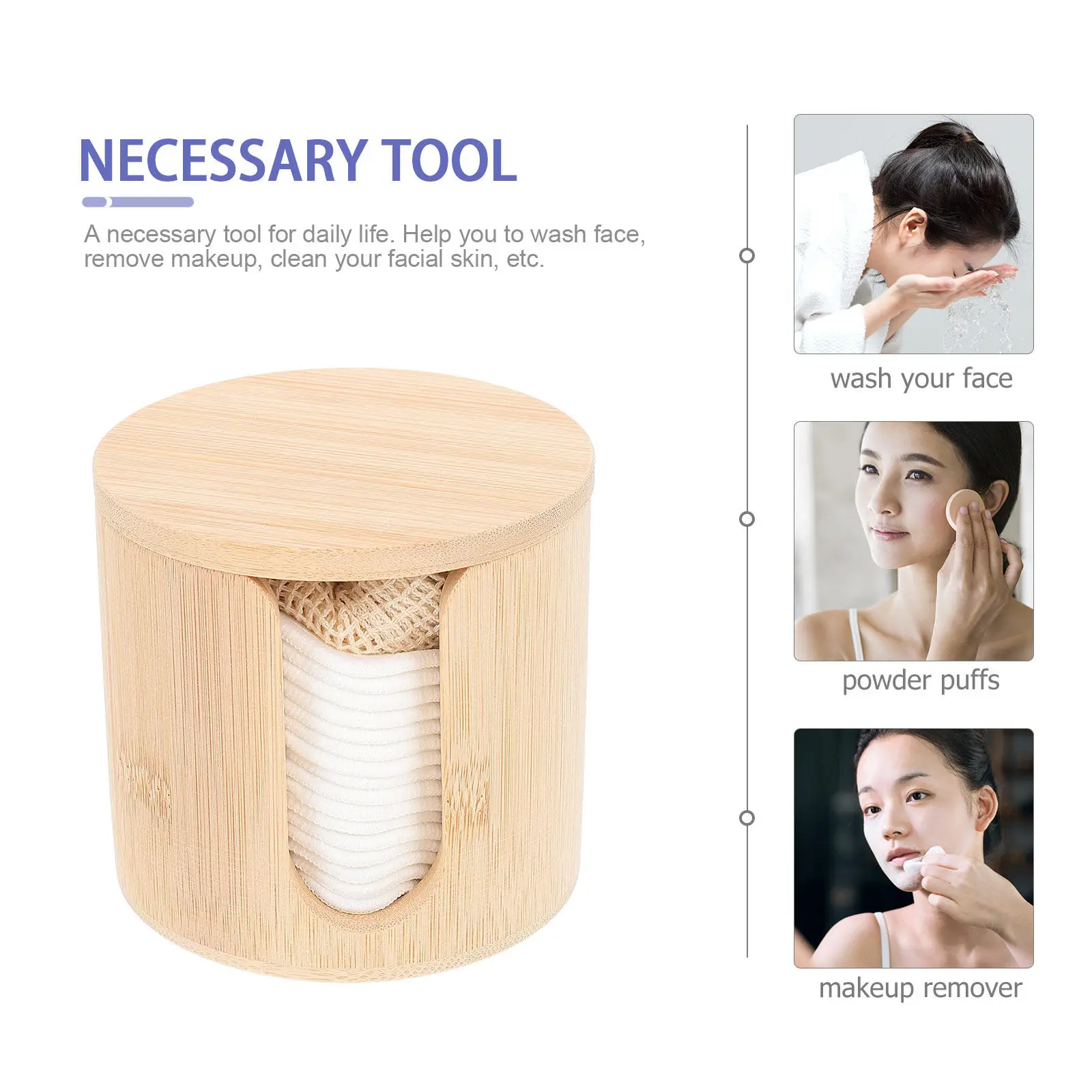 1Set Bamboo Makeup Remover Pads Reusable Comfortable Face Cleaning Puff Soft Cotton Pads Cosmetics Makeup Tool