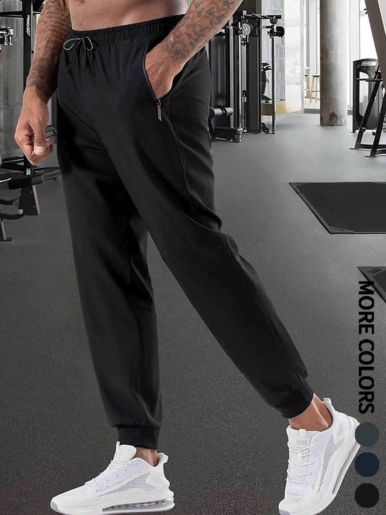 Men's Summer Sports and Casual Trousers Single-Piece Set, Leggings Trousers, Thin, Comfortable Fabric, Zipper Design, Suitable for Home Leisure, Sports, Running Exercise, Daily Work Clothing