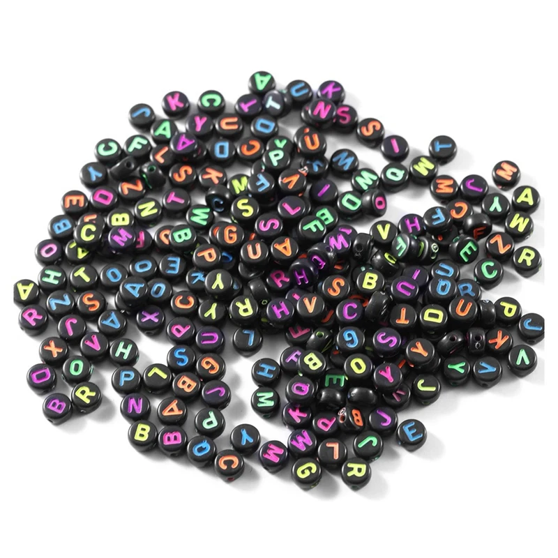 

Black Colorful Mixed Letter Beads 4X7mm Colorful Letter Beads For Jewelry Making DIY Bracelets Necklaces