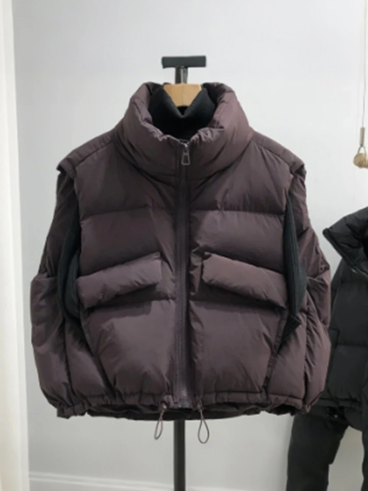 

Korean Sle ort down Cotton Vest Women's Winter New Warm Faionable oulder Pad Vest Zipper Closure Regular Thin