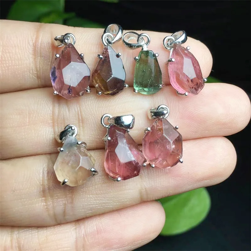 Natural Faceted Tourmaline Pendant Crystal Reiki Healing Gemstone Collection Fashion Jewelry Gift For Women 1pcs