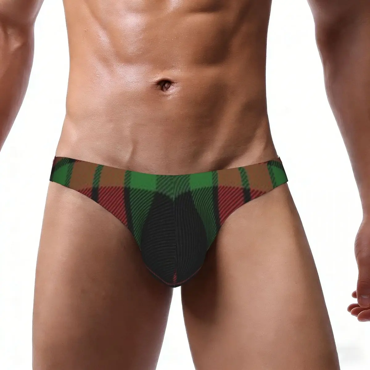 Men's Briefs Sexy Underpants Christmas Plaid Scottish Pattern Bikini Underwear Men Panties