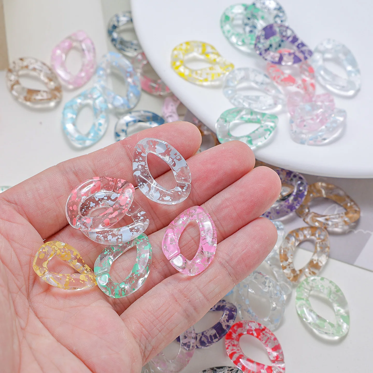 

60 pcs/pack Acrylic Color Clear Baby's Breath Chain Buckle DIY Pendant Glasses Chain Assembly Chain Accessories