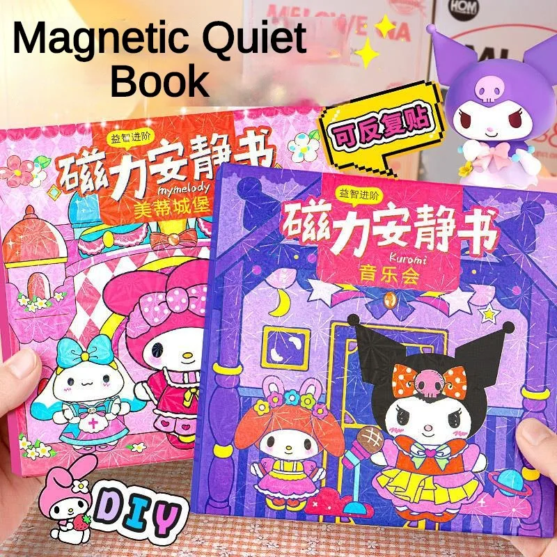 Creative Kawaii Sanrio Kuromi My Melody DIY Magnetic Quiet Book Anime Hello Kitty Handmade Children's Peripheral Birthday Gifts