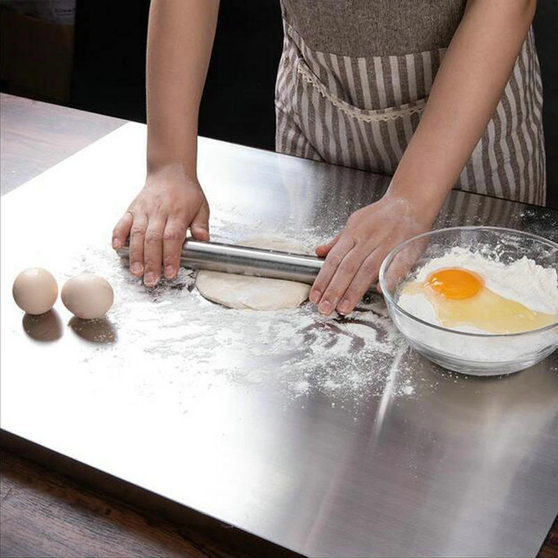 

Large Size Food Grade Brushed Stainless Steel Bake Board Kithen Cutting Board Easy Clean Anti Scratches Anti Fingerprint