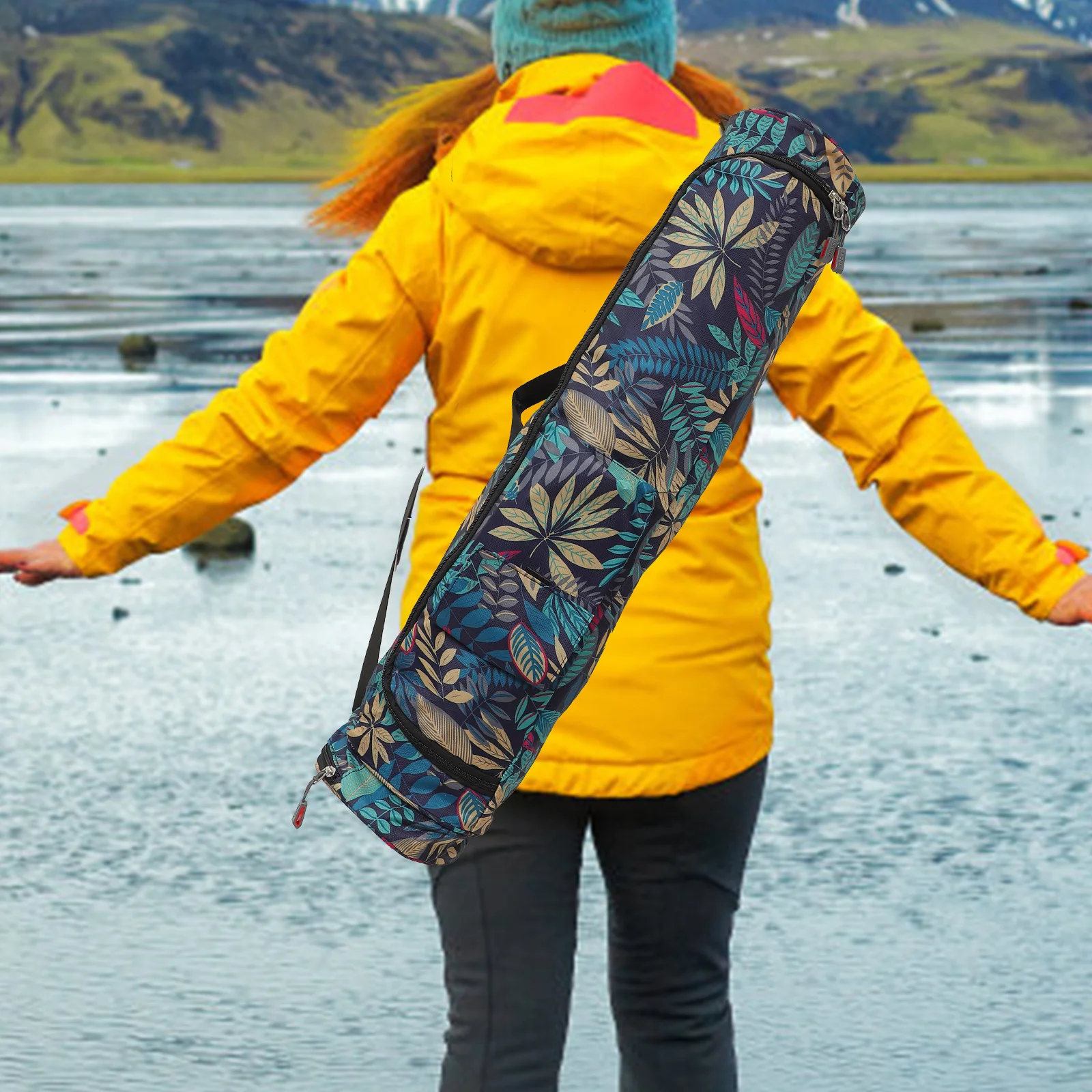 

1Pcs Yoga Mat Carry Bag National Style Cylinder Oxford Cloth Durable Lightweight Storage for Gym Outdoor Sports Hiking Camping