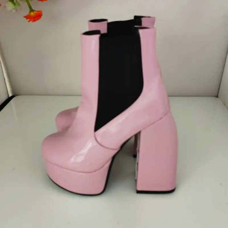 

ORCHALISA Ботильоны для вечеринок и клубов для сексуальных женщин на очень высоком каблуке 14 см с круглым носком на платформе HIil 4,5 см без шнуровки, размер 46 47 48 Booty