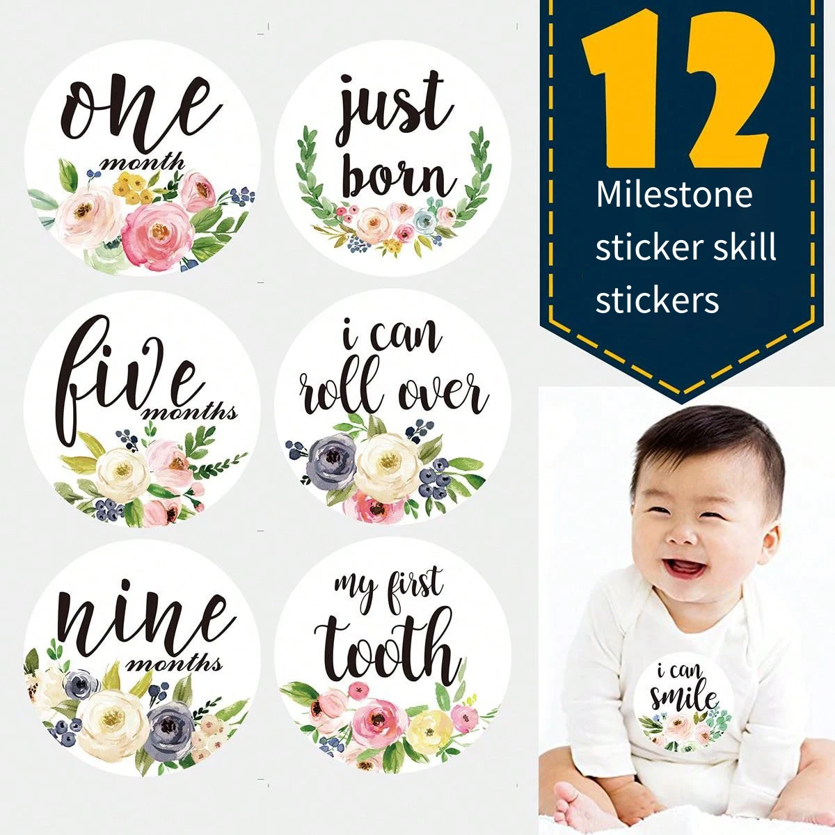 Newborn Child Milestone Blanket Photo Month Blanket Pregnant Woman Month Sticker card