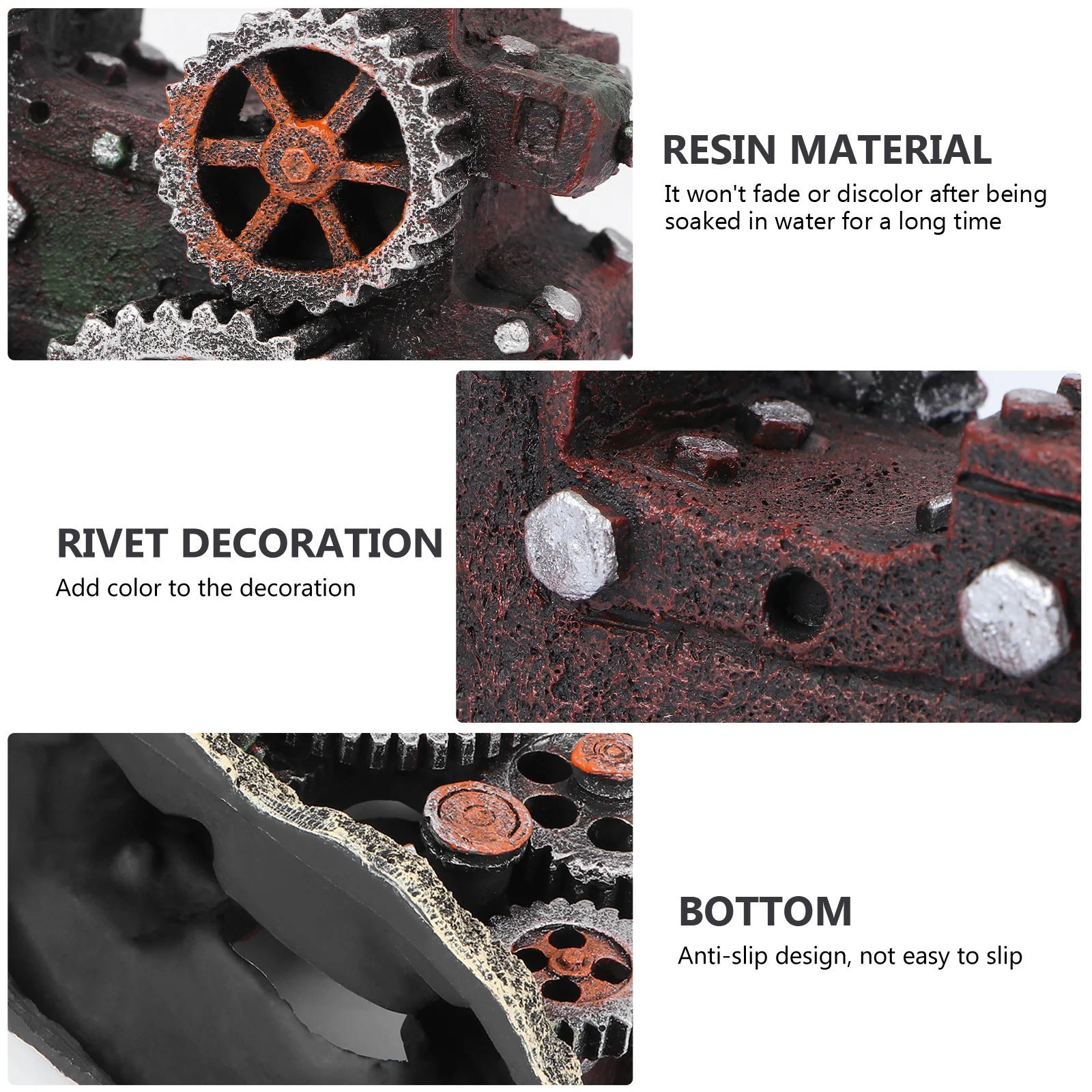 

1Pcs Gear Robot Aquarium Ornament Durable Resin Fish Tank Decor Artificial Fish Tank Decoration Landscape Adornment