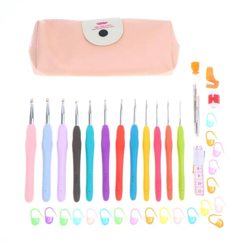 Tragbares Häkelnadel-Set, mehrfarbige Stricknadeln mit Aufbewahrungstasche, Werkzeugset zum Weben für DIY-Strick-, Näh- und Bastelprojekte. – Detail 6