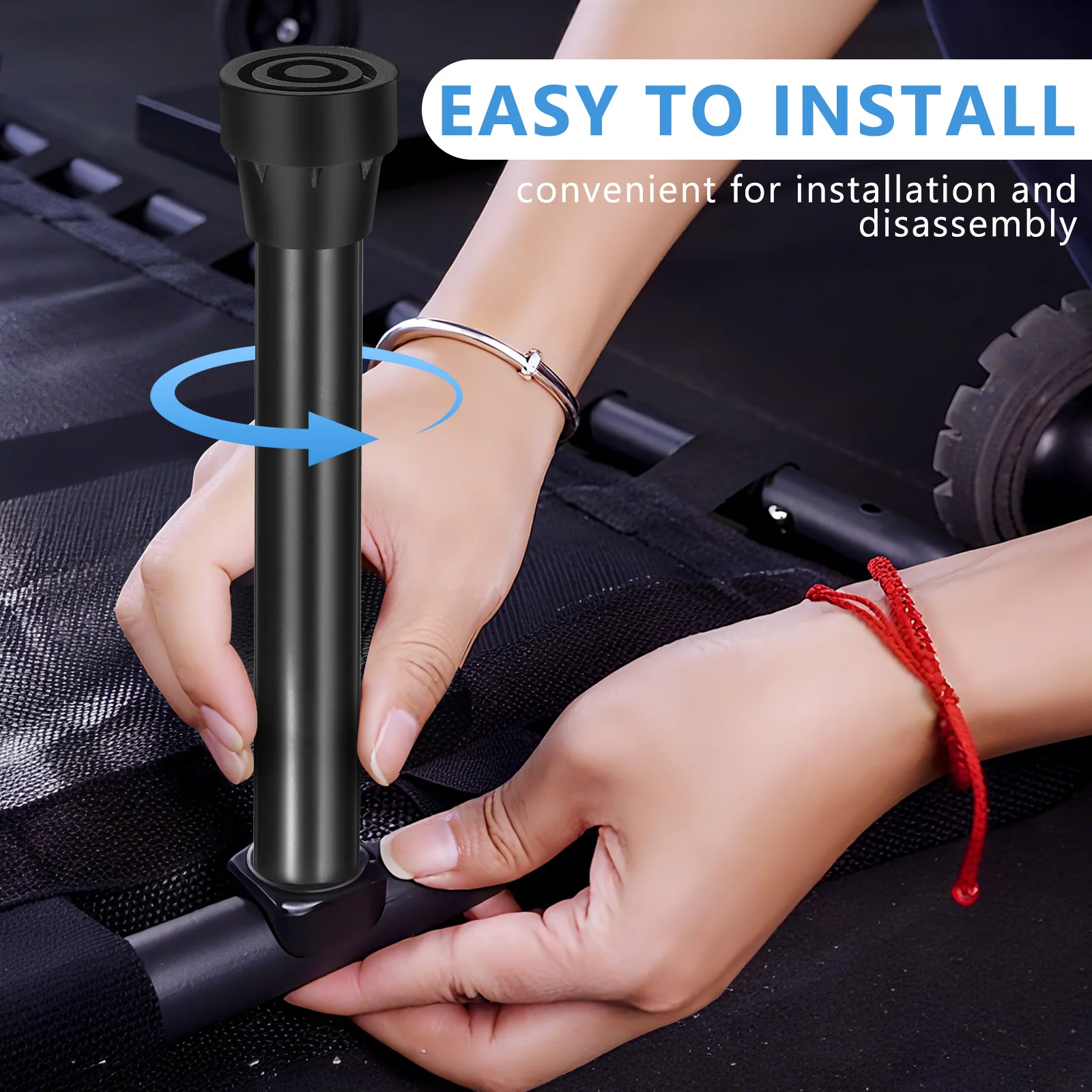 6Pcs Trampoline Legs Rubber Pad Shock Absorbing Stainless Steel Tube Replacement Part Trampoline Accessories Leg with Pad