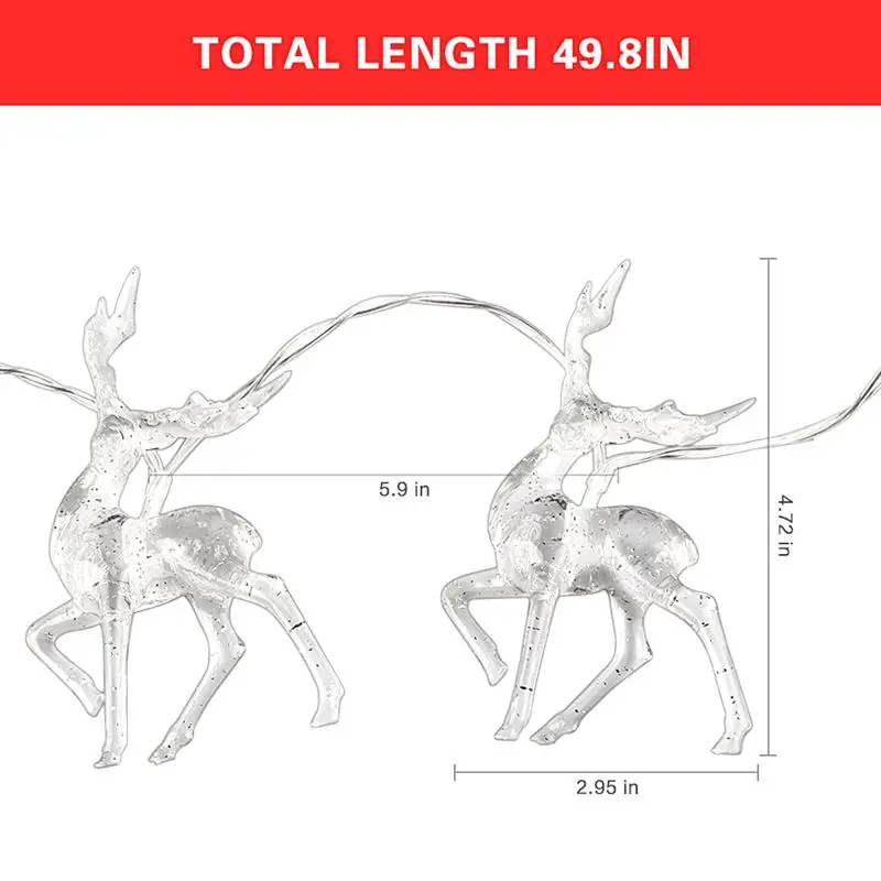 Big Deer LED String Light 10LED Battery Operated Reindeer Indoor Decoration For Home Christmas String Lights Outdoor Xmas Party