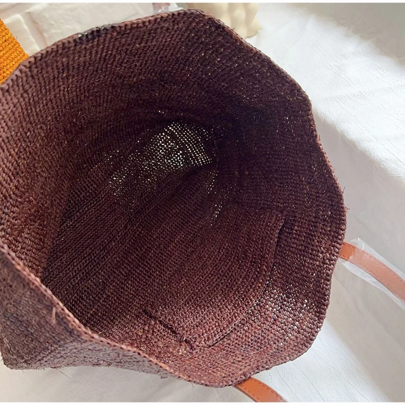 French Natural Raffia Straw Shoulder Bag Elegant Large Capacity Open Top Tote Bag Summer Beach Travel Versatile Fashion Handbag