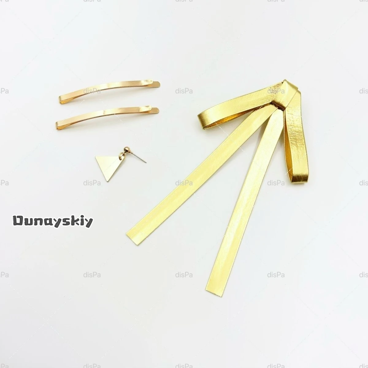 aBNNC*@Cosplay Wuthering Waves Rover Costume Accessory Character Hairpins Earrings PU Bow Headwear Electroplating Hair Clip view 2