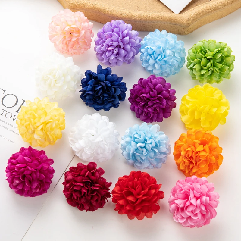50 Stück künstliche Hortensien für Hochzeit, Garten, Heimdekoration, Weihnachtsfeier, DIY-Süßigkeitsschachtel, Sammelalbum, rosa Kugel, Chrysantheme – Detail 1