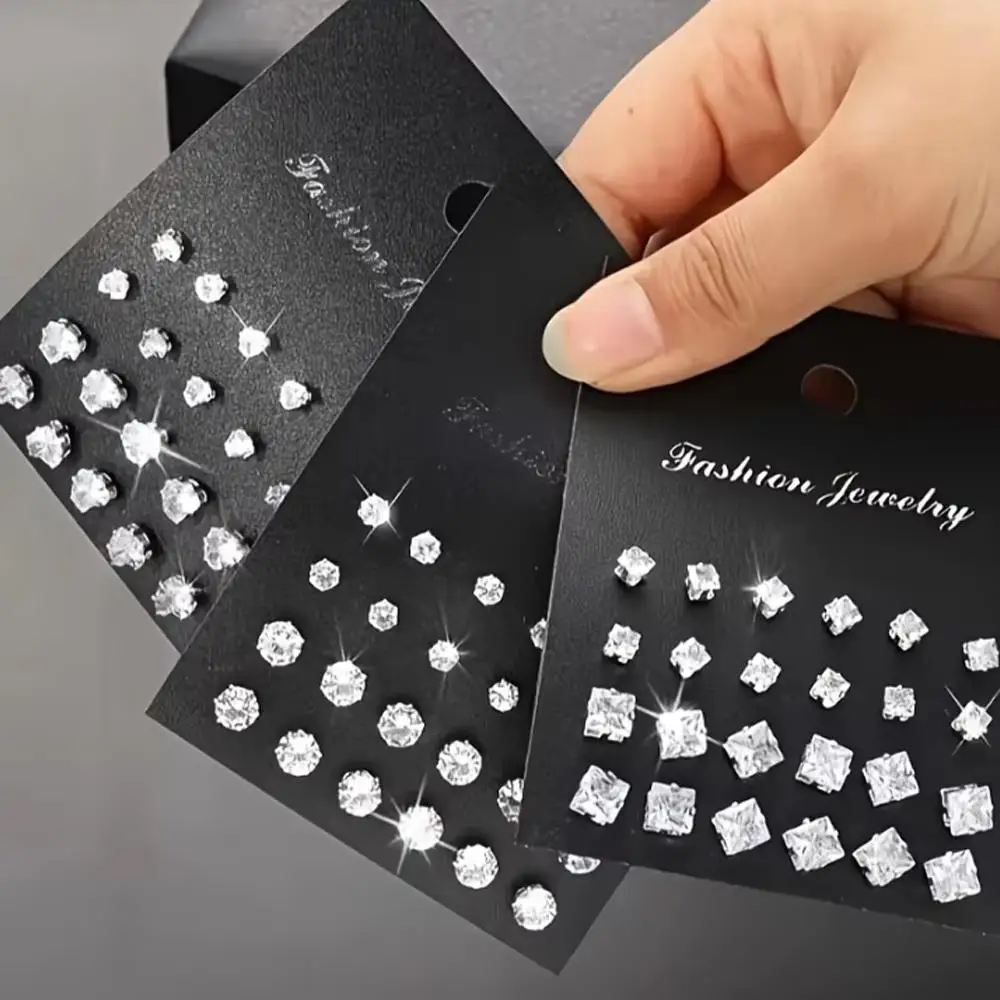 12Pairs Elegant Shiny Heart-shaped Earring Set Suitable for Daily Wear and Parties Stainless Steel Stud Earrings Novel Earrings