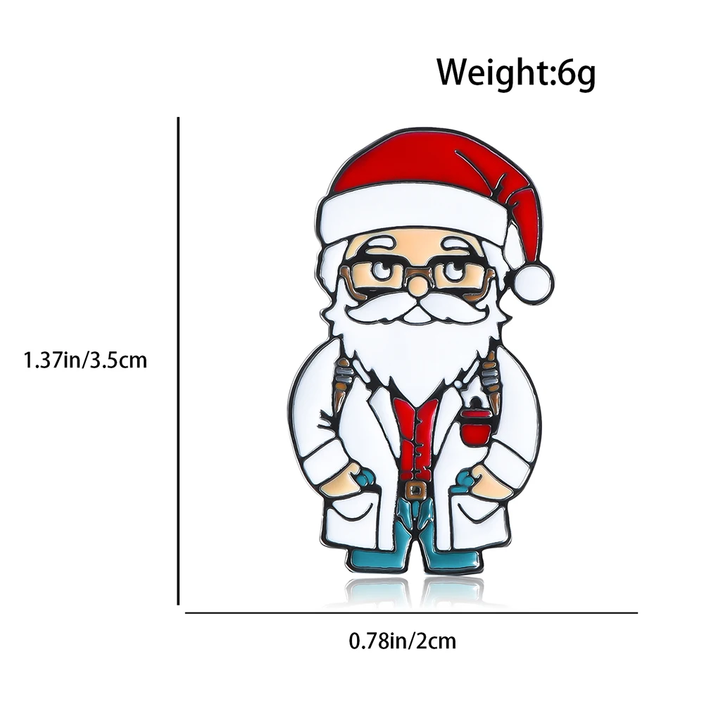 Hanreshe Santa Claus Doctor Pin Medical Christmas Jewelry Lapel Badge Brooch Decoration for Nurse Medicine Staff Gifts