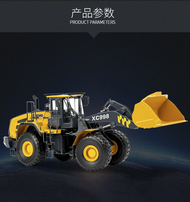 XCMG 1:35 Alloy Wheel Loader XC998 Diecast Construction Vehicle Model Collectible Toy for Boys & Girls Birthday Gift Display