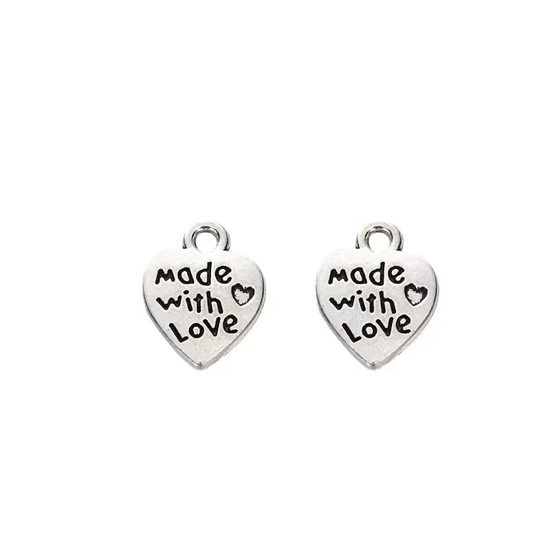 Elegant and niche retro alloy heart-shaped pendants, DIY fashion clothing accessories and antique silver and gold