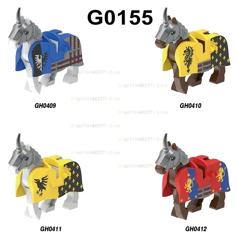 GH0409 GH0410 Middle Ages Armor Knights War Horse Action Figures Building Blocks Helmet Accessory Children's Toys Birthday Gifts
