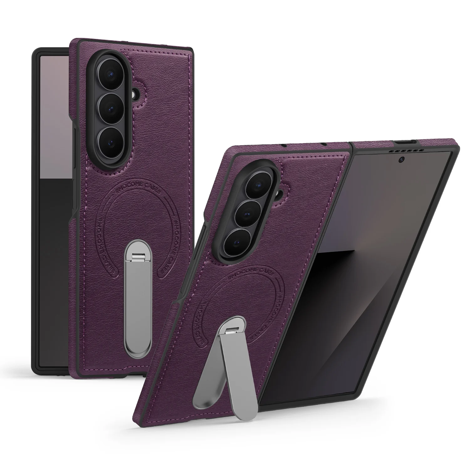 

Luxury Magnetic Leather Case For Samsung Galaxy Z Fold 7 6 5 4 3 5G Folding Bracket Holder Wireless Charging Cover For ZFold7 6
