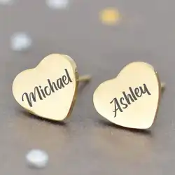 Personalized Stainless Steel Name Earrings Initials Custom Engraved Stud Earrings for Women Couple Gift 2024
