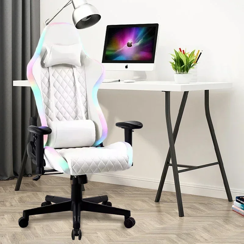 

l # lamp E-sports Chair Comfort Adjustable PU Leather Gaming Chair with Lights