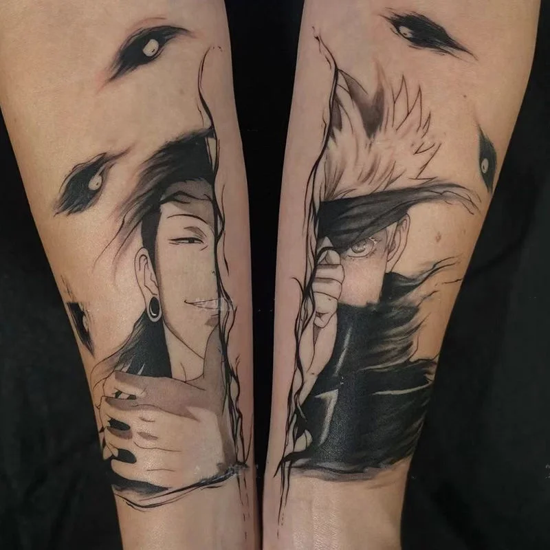 

Satoru Gojo Jujutsu Kaisen Temporary Tattoos Anime Cartoon Geto Suguru Waterproof Fake Tattoo Sticker Body Art Transfer Tattoo