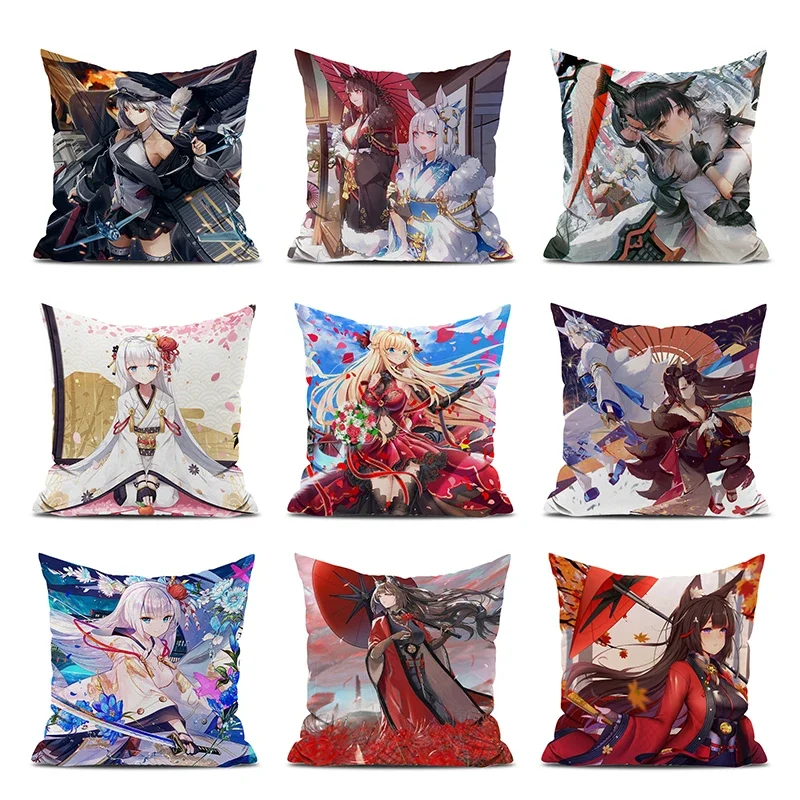 Kawaii Cushion Cover Azur Lanes Decorative Pillowcases 40*40 Decor Cute Pillows for Decoration Cushions Pillow Hugs Short Plush