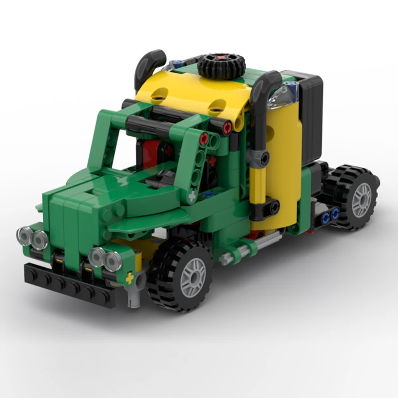 Stadt Auto Modell MOC Bausteine Amerikanischen Langnasigen Lkw Modulare Technologie Kinder Urlaub Geschenke Montieren Spielzeug Anzug