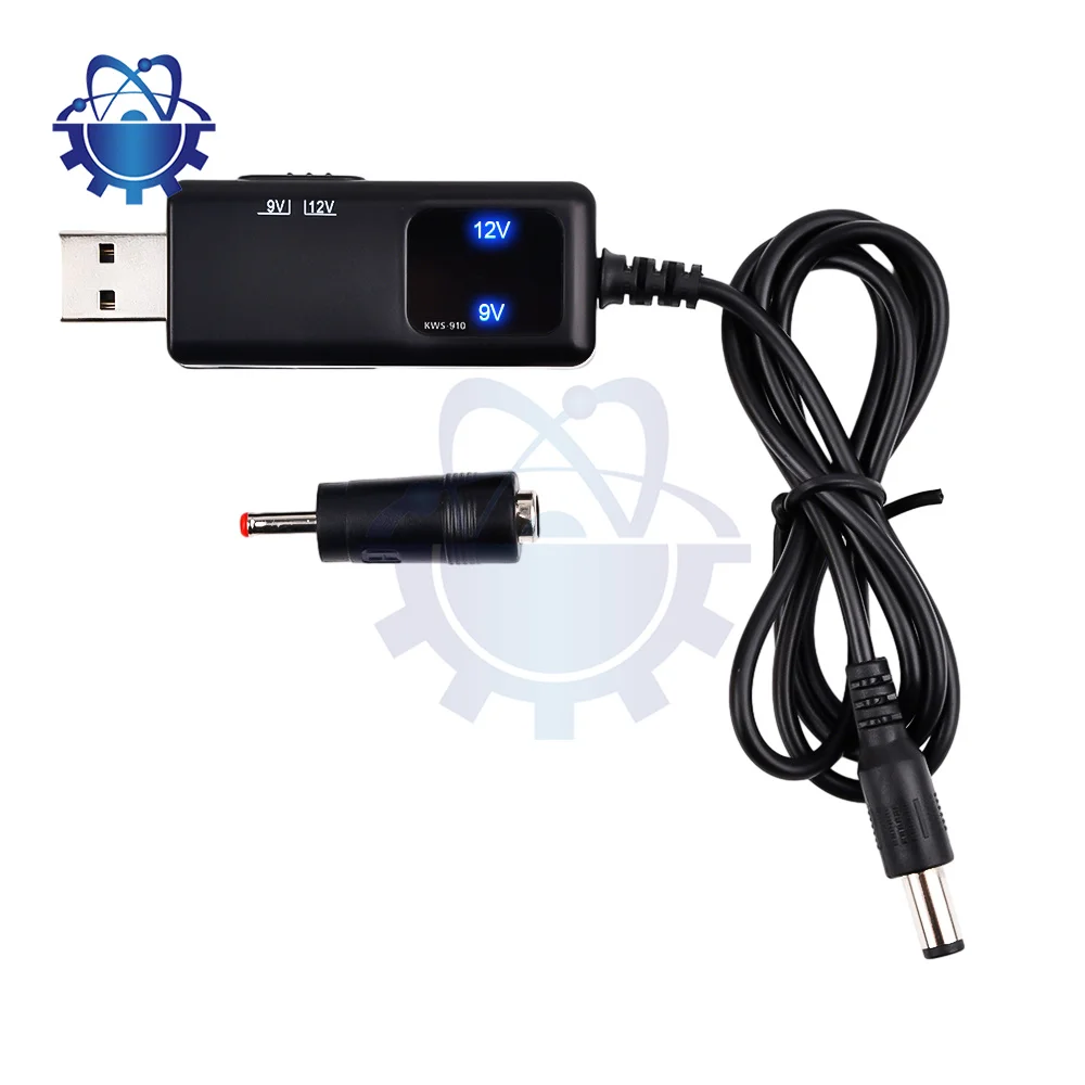 USB to DC Convert Cable 5V to 9V 12V Voltage Step-Up Cable 5.5x2.1mm DC Connect Male 0.8M USB Boost Converter