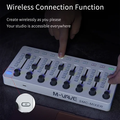 Imagen 2 del producto M-VAVE SMC-Mixer Controlador MIDI inalámbrico Conexión de consola mezcladora Suministro recargable tipo C USB para Windows/Mac/Ios/Android