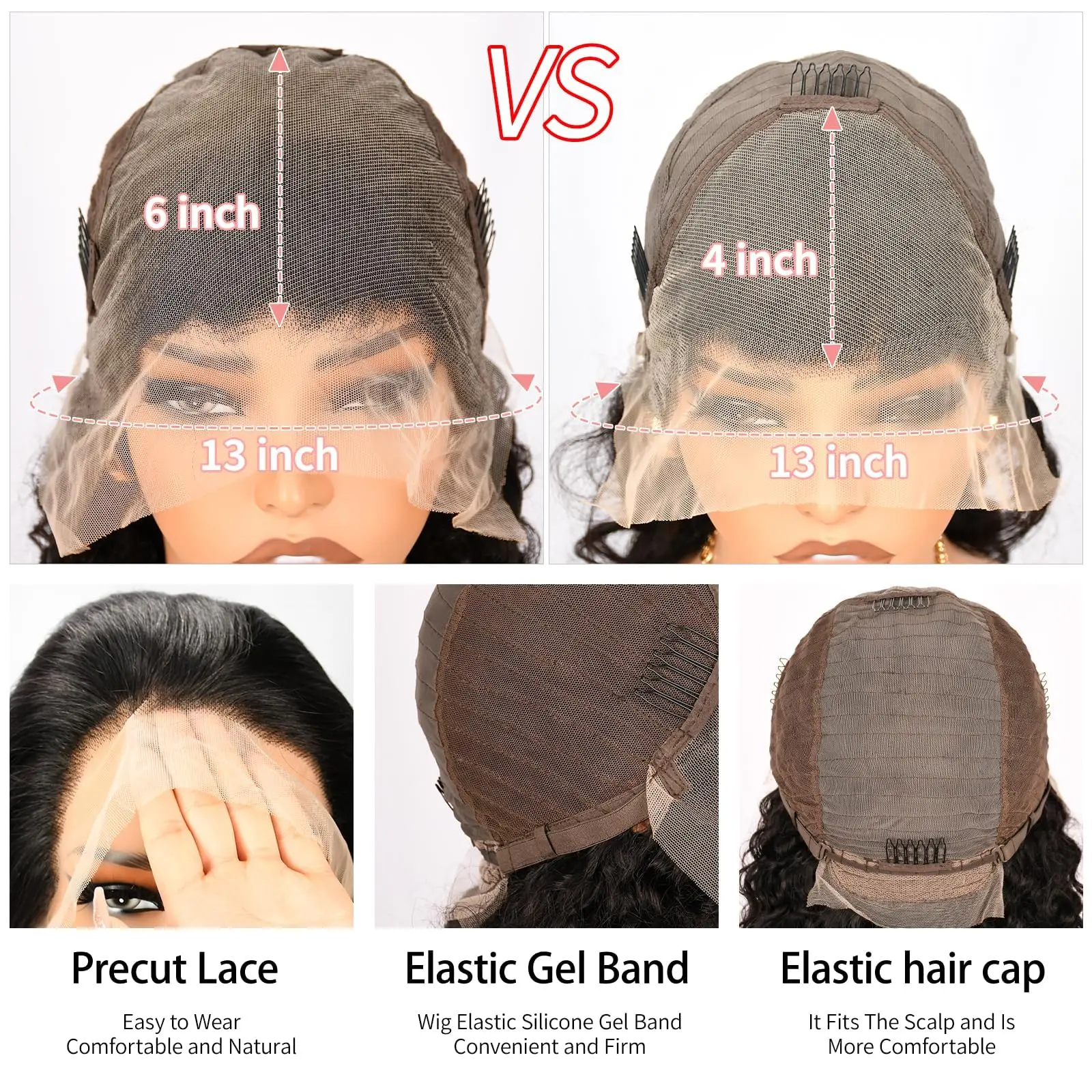 100% Human Hair Brazilian 30 42 Inch Body Wave 13x4 13x6 HD Transparent Lace Front Wig Black 5x5 Lace Frontal Wigs Pre Plucked image 4
