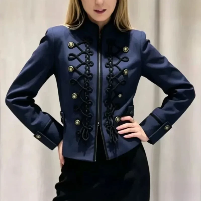 Early Autumn New Women's Clothing Retro Straps Button Temperament Versatile Coat Cross-border European American Foreign Trade