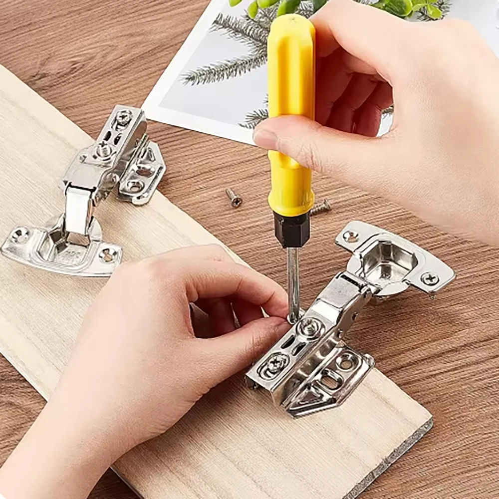 1Pcs 304 Stainless‑Steel Hydraulic Damping Buffer Hinge, Spring‑Assisted Soft‑Close Hardware for Cabinet Door DIY Project