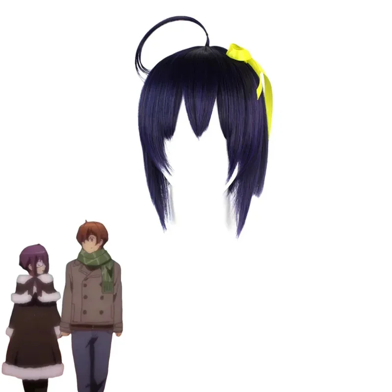 Аниме Love, Chunibyo & Other Delusions Takanashi Rikka Косплей Костюм Черная Зимняя Пальто Мао Сумка Парик Женщина Симпатичные Рождественские Костюмы;