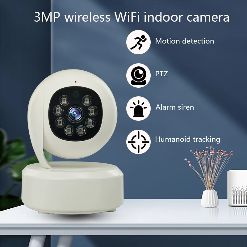 

3MP HD Camera Home Wireless Family Security Camera Monitoring Wide-angle Detection IP Camera Two Way Audio Smart Tracking Record