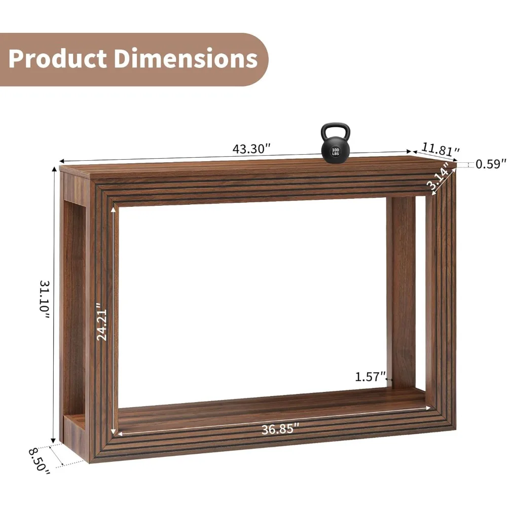 طاولة كونسول للمدخل مع رف تخزين، 43 طاولة أريكة لمنتصف القرن خلف الأريكة طويلة ونحيفة