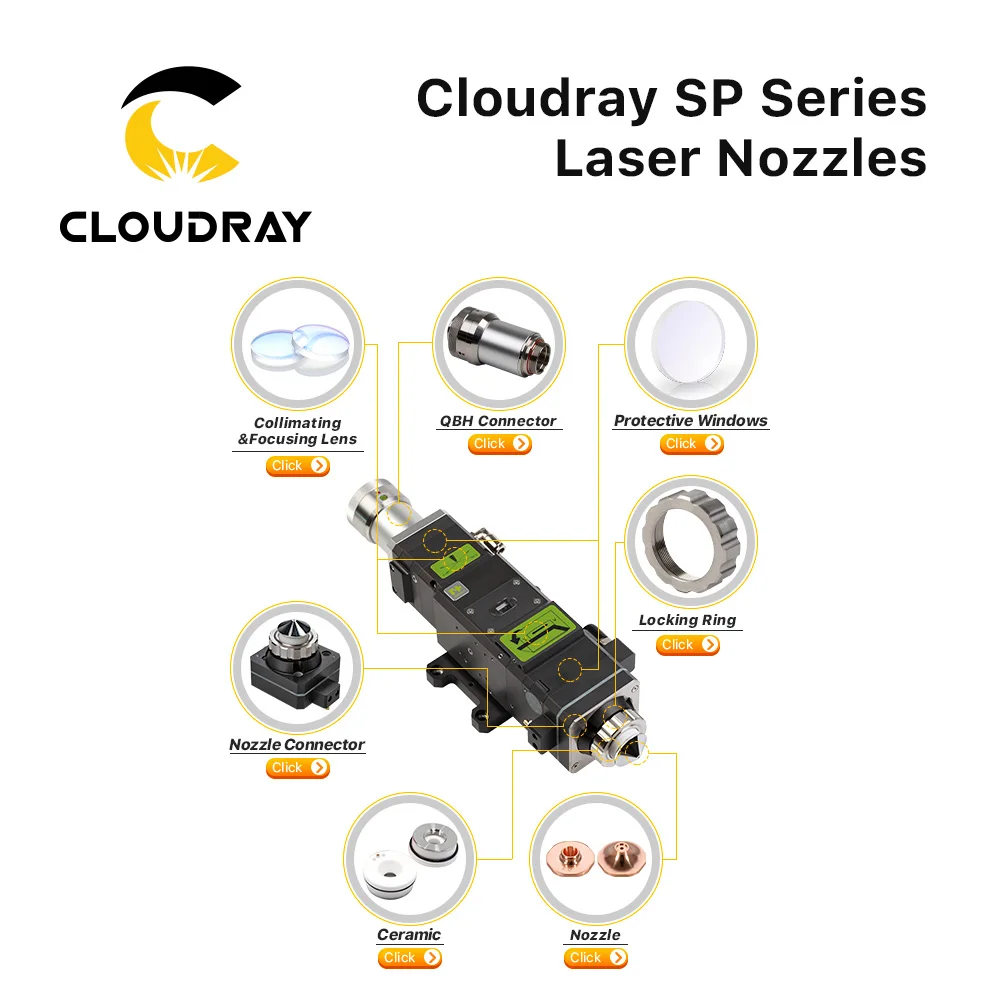 Cloudray Laser Cutting Nozzle  D28 H15 M11 SP28-BOOST-15-S Caliber 2.0~6 Single Nozzle for 1064nm Fiber Cutting Machine